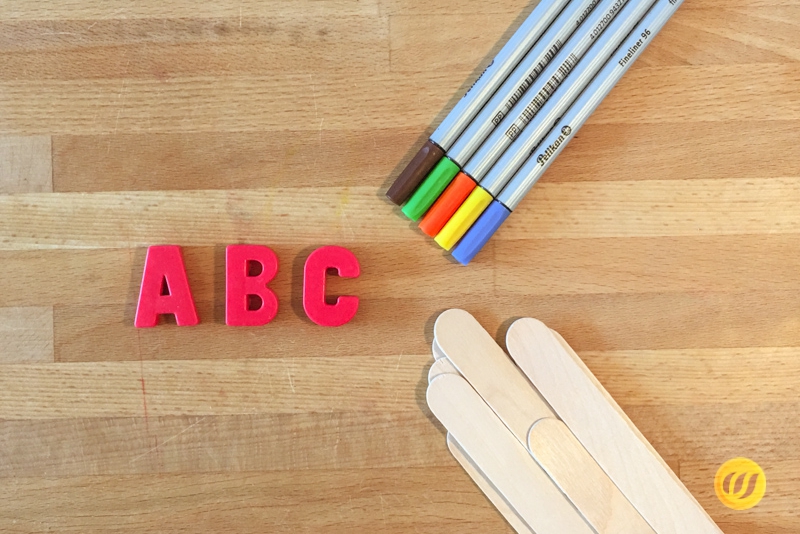 Das Material für die Buchstabenbox