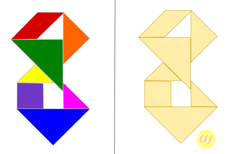 Die Zahlen von 0-9 als Tangram