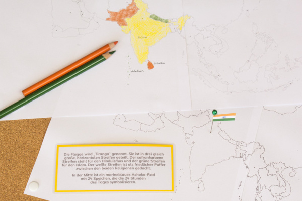 Montessori-Puzzlekarten-Alternative und Ergänzung - Länder und Flaggen Asiens (Download)