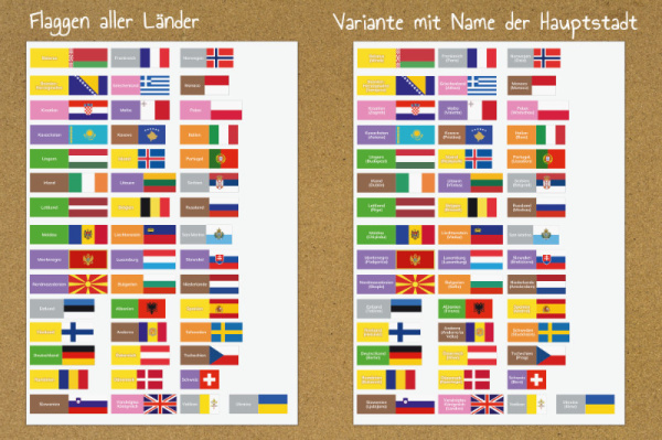 Montessori-Puzzlekarten-Alternative und Ergänzung - Länder und Flaggen der Erde (Download)