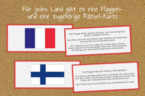 Montessori-Puzzlekarten-Alternative und Ergänzung - Länder und Flaggen der Erde (Download)