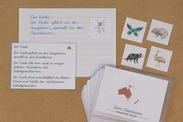 Abschreibekartei 16 Tiere Australiens und Ozeanien