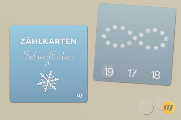 20 Zählkarten Schneeflocken