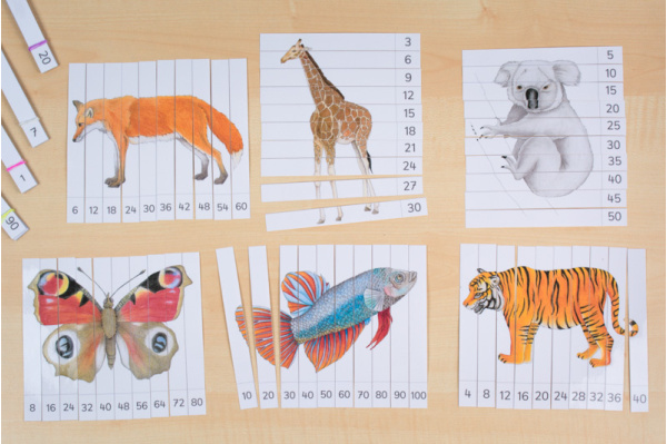 Streifen-Puzzle MALREIHEN (Download) streifen_mathe_1_2