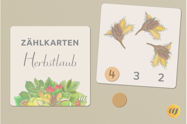 20 Zählkarten Herbstlaub zaehl_titel_herbst
