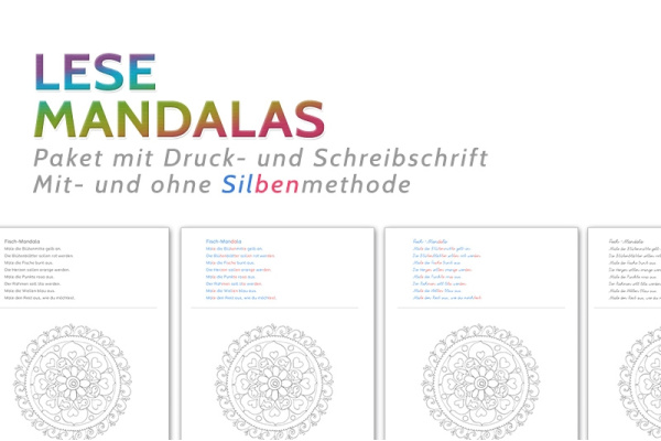 Lesemandala-Paket: 24 Lesemandalas (alle Schriftvarianten) lese