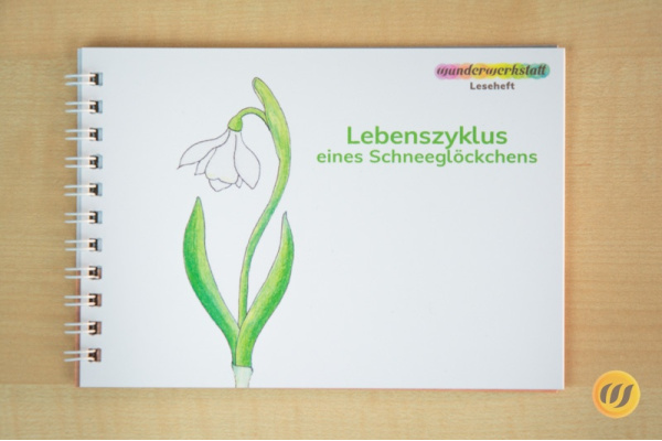 Leseheft: Lebenszyklus eines Schneeglöckchen - illustriert leseheft_schneegloeckchen_gebunden_titel