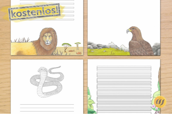Zierblätter zum Schönschreiben - Krafttiere (Download) zierblaetter_krafttiere
