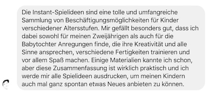 Feedback zu den Einsteiger Spielideen